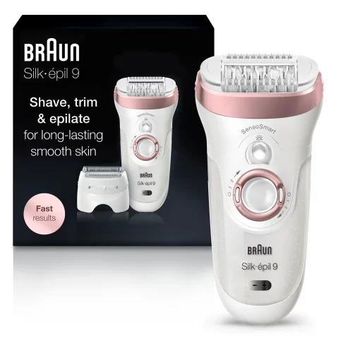 Braun Silk-Ãpil 9 9-720 Epilator for Women for Long-Lasting Hair Removal, White/Bronze